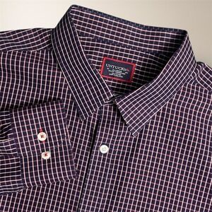 UNTUCKit Graach WF Slim Fit Blue Red‎ Plaid Long Sleeve Button Up Shirt Men's XL